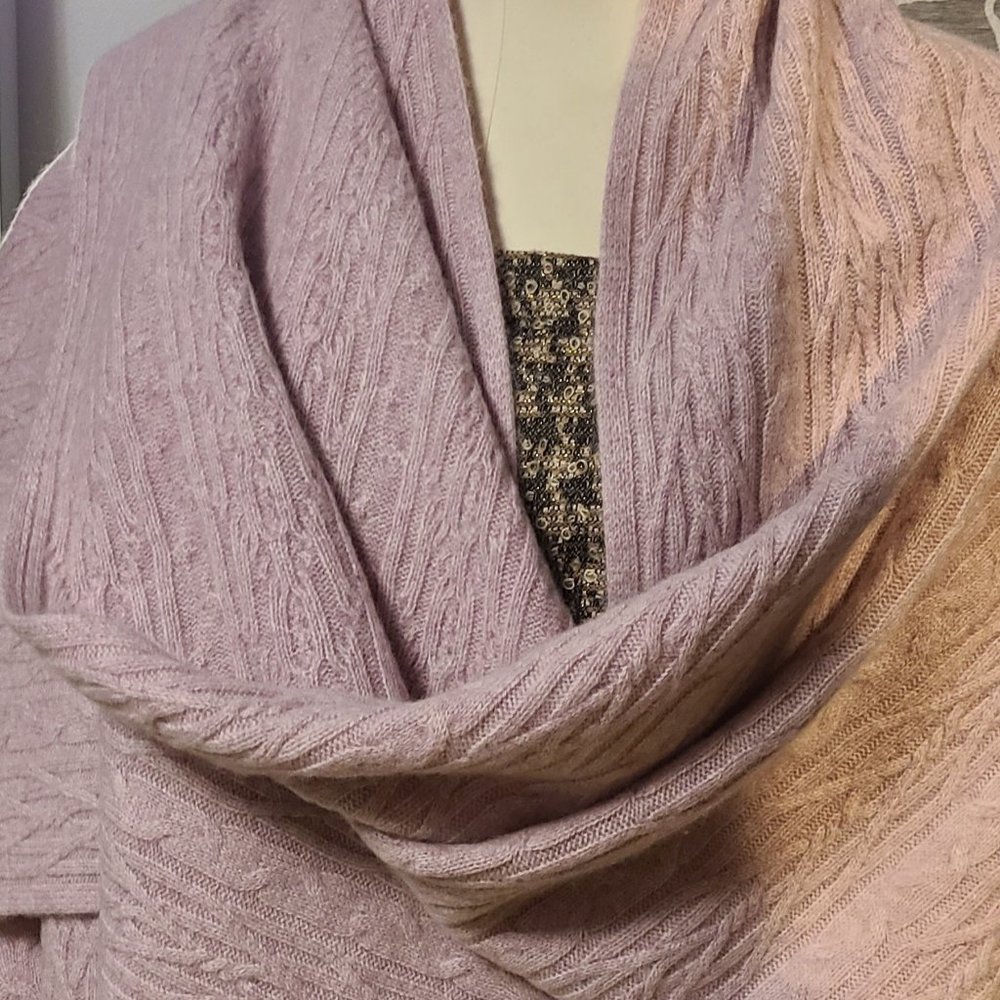 NWT MARTHA STEWART 100% 2PLY CASHMERE 84x25" Luxury Scarf mauve pink NEW - Picture 6 of 7